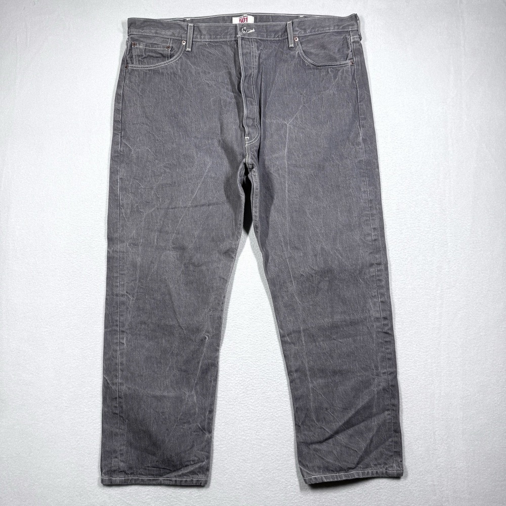Vintage Levis 501 Jeans Mens 46x32 Light Grey Wash Straight Leg Button Fly Y2K